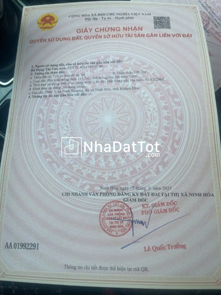 Chính chủ cần bán gấp 2 lô đất tại ninh hòa, khánh hòa -  giá đầu tư