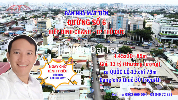 Bán đất tặng nhà mặt tiền kinh doanh đắc địa - mặt tiền đường số 6 hiệp bình chánh