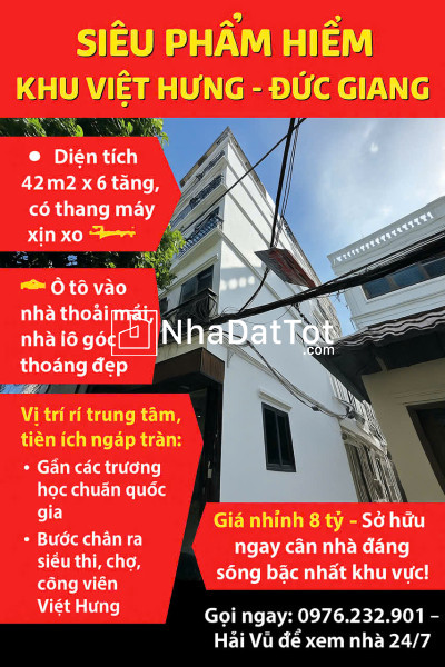 Bán nhà 5 tầng - 35m2 - việt hưng - long biên - ngõ thông - xe con đỗ cửa - nhỉnh 5 tỷ
