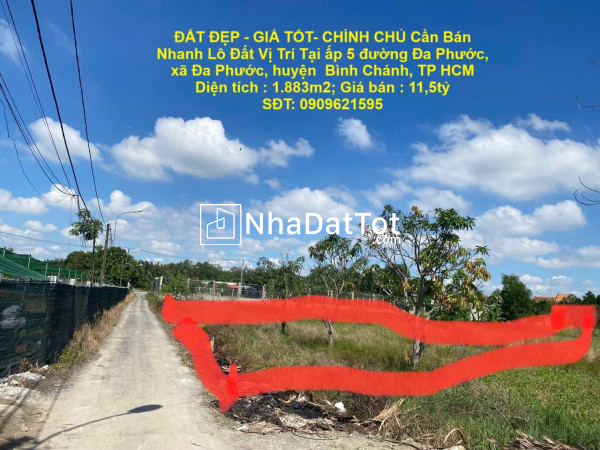 Đất đẹp - giá tốt- chính chủ cần bán nhanh lô đất vị trí tại  huyện bình chánh, tp hcm
