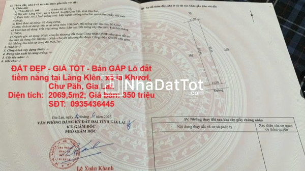 Đất đẹp - giá tốt - bán gấp lô đất tiềm năng tại làng klên, xã ia khươl, chư păh, gia lai.