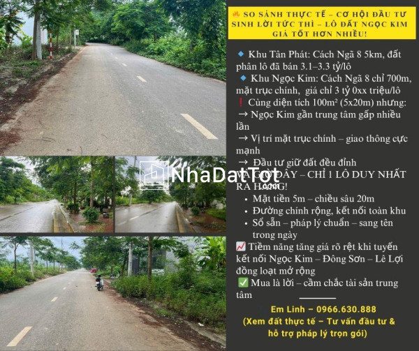 So với đất tân phát 5km giá 3.2 tỷ – thì đây là món hời thật sự!
lô đất mặt trục chính ngọc kim –