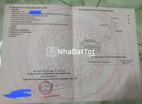 Lô đất vị trí đẹp -  giá tốt chính chủ cần bán lô đất tại xã tiến thành phan thiết, bình thuận